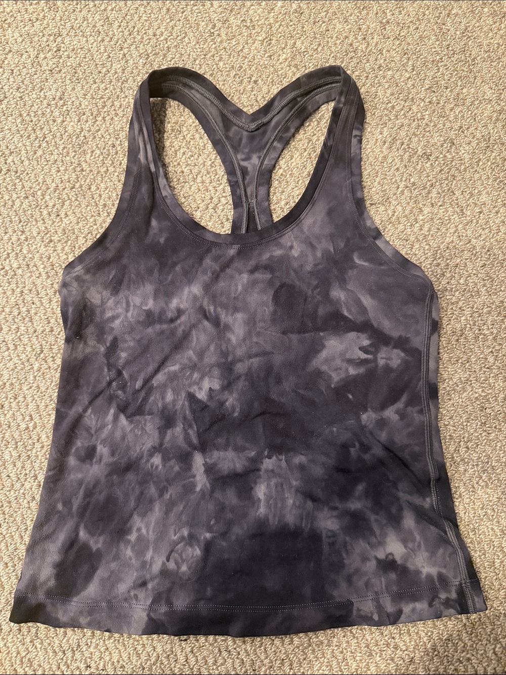 lululemon athletica Women's Black and Grey Tie-Dye Racerback Tank